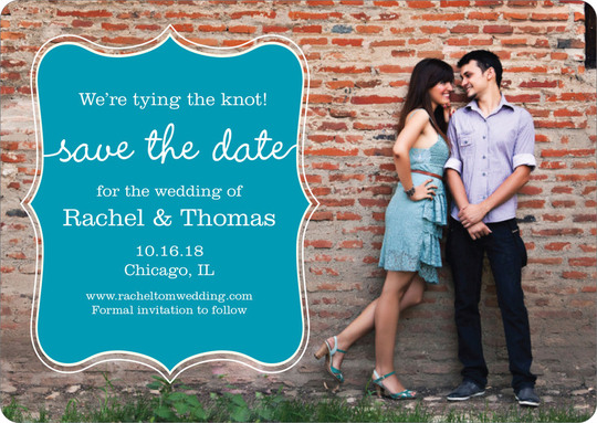 Teal Knot Photo Save the Date Cards